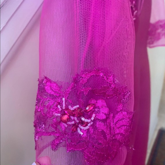 Hot Pink Fériani Couture Gown with Beautiful Lace and Beading - Picture 9 of 11